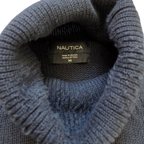 Nautica Sweater Men's Blue Green Medium Cottagecore Cabincore Cozy Preppy - Picture 4 of 9